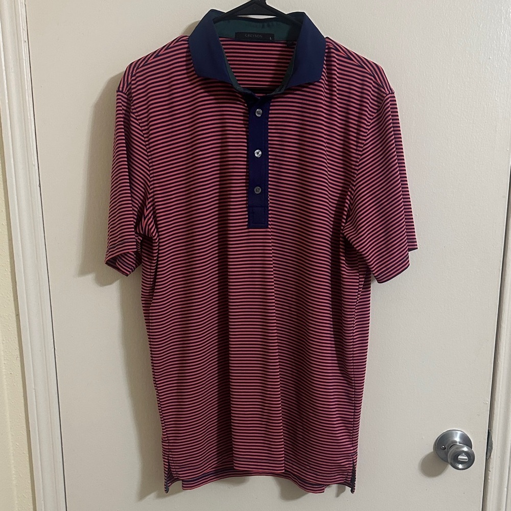 EUC Greyson Striped Large Short Sleeve Polo